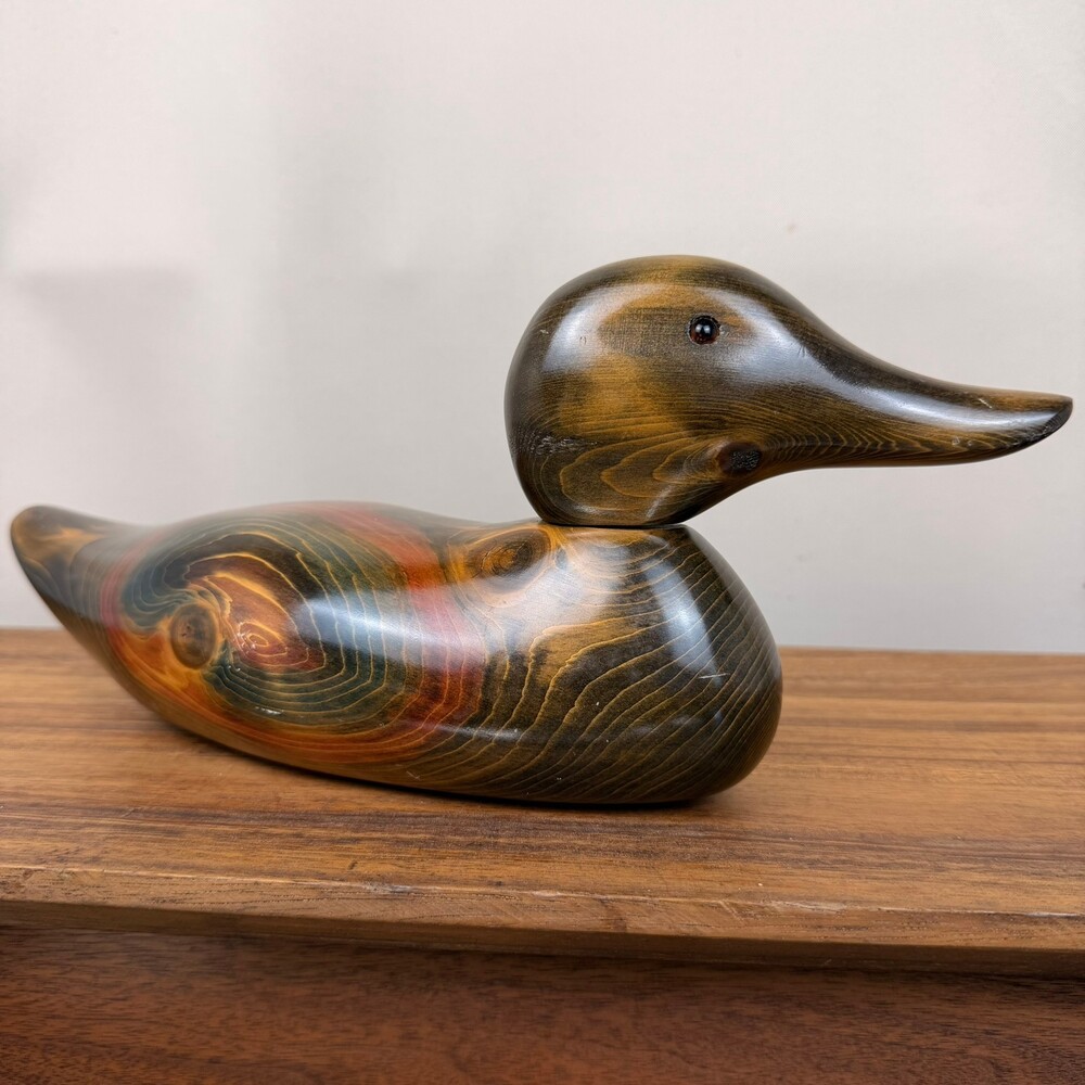 Vintage Bundy & Company Wooden Duck Decoy John Bundy Glass Eye